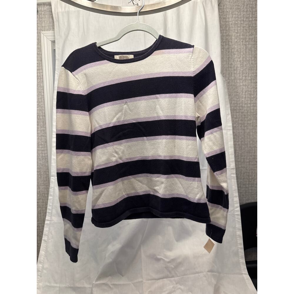 Michael by Michael Kors black/lavender/white crew neck sweater